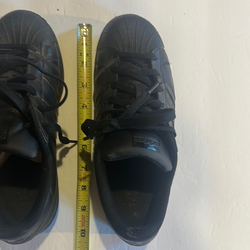 Adidas Superstar unisex Black Sneakers lace ups with side stripes size 5 1/2 - Picture 12 of 12